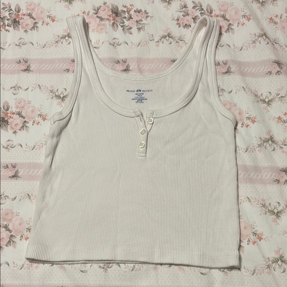 Brandy Melville White Ribbed Tank Top